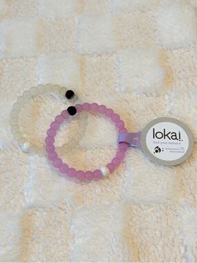 Lokai Bracelet Set Purple White Alzheimer’s Association Balance Beaded Size L
